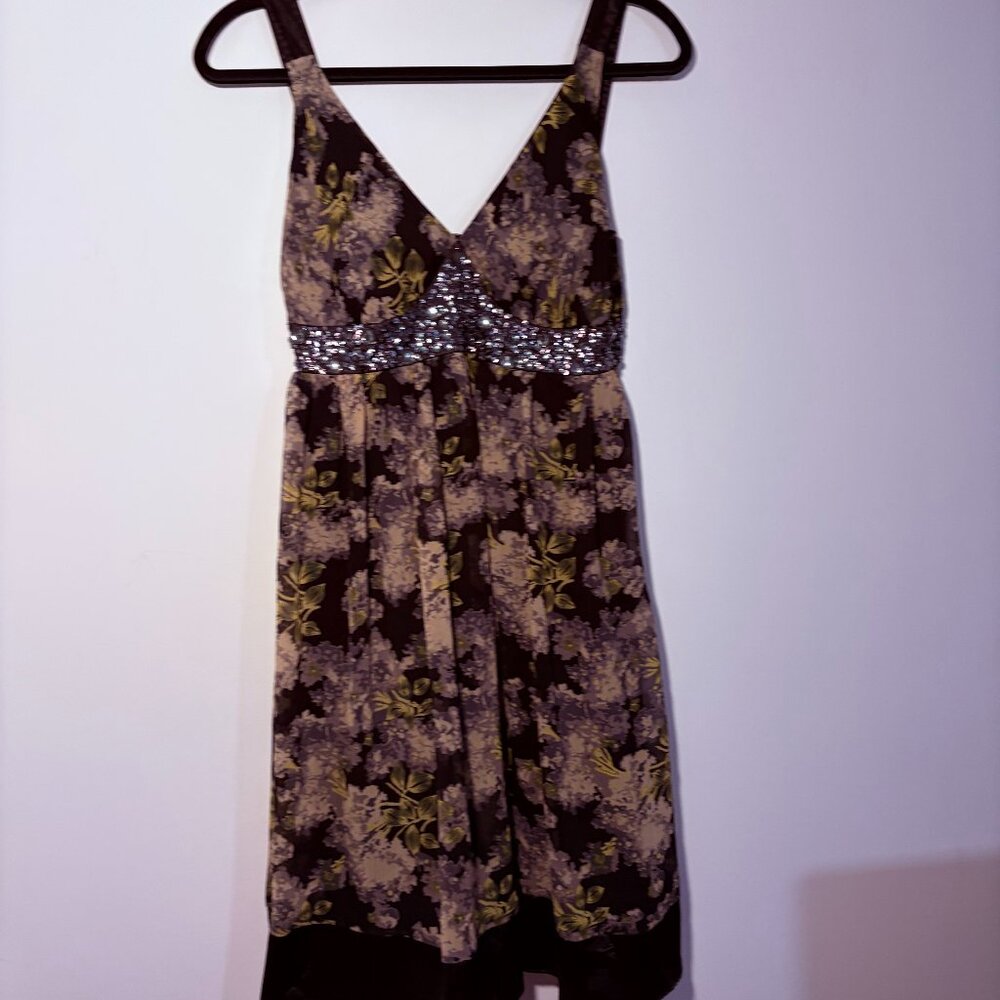 Vertigo Paris Floral Beaded Empire Waist Dress XS